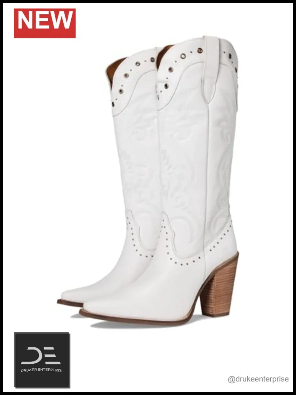 Women's Leather Knee-High Boots Snip Toe Block Heel Size 2-3 Inch